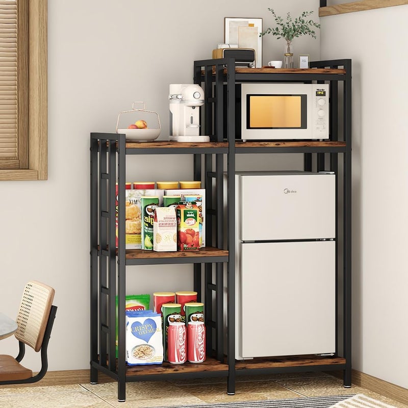YCHF 6-Tier Kitchen Bakers Rack, Utility Storage Shelf, Mini Fridge & Microwave Oven Stand Table, Coffee Bar, Adjustable Shelves Freestadning for Kitchen Home Office - Image 1